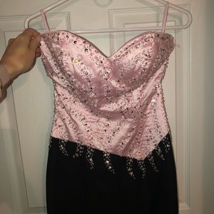 Light Pink and Black Prom Dress